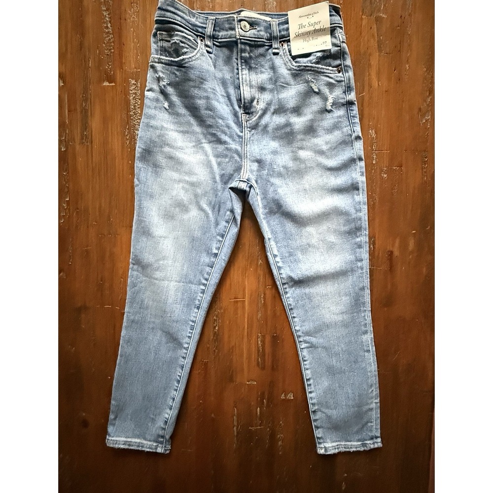 Abercrombie & Fitch The Super Skinny Ankle High Rise Jeans Light Wash Women 27/4